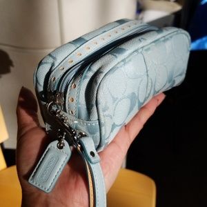 Coach baby blue rectangle cube pouch